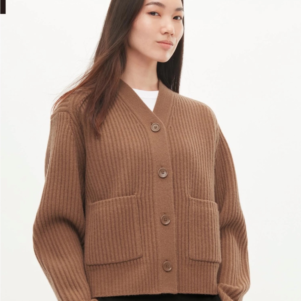 Uniqlo U Premium Lambswool Ribbed Long-Sleeve Cardigan